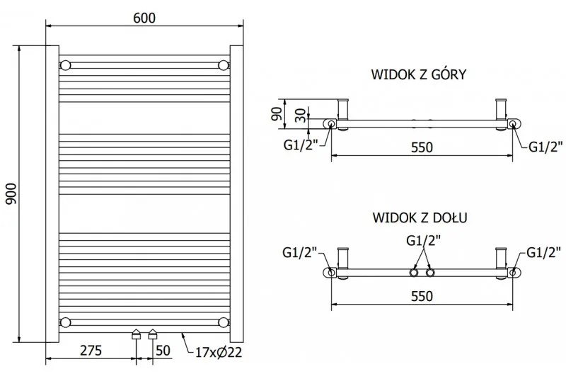 Mexen Mars, vykurovacie teleso 900x600 mm, 430 W, antracitová, W110-0900-600-00-66