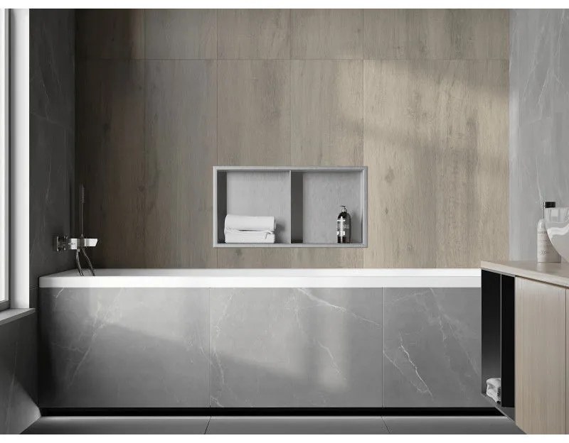 Mexen X-Wall-R, polička na zapustenie na obklad s golierom 60 x 30 cm, oceľová, 1910603010S