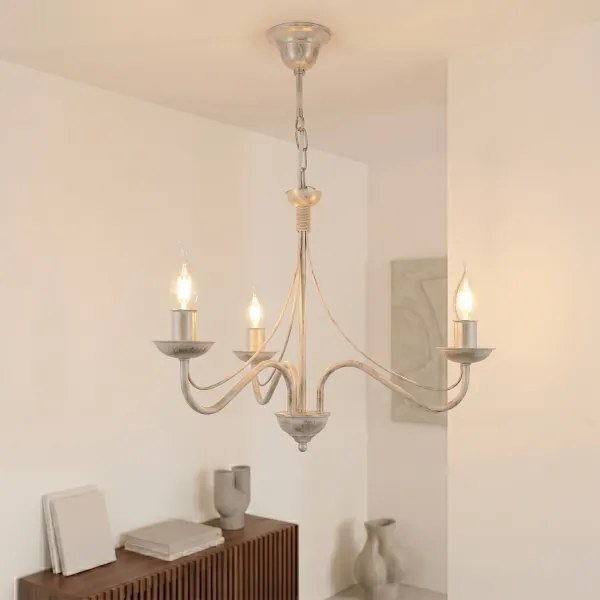 Luster na reťazi ANTON 3xE14/60W/230V biela patina