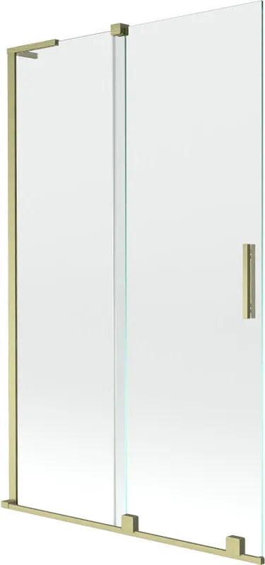 Mexen Velar L, 2-krídlová posuvná vaňová zástena 110 x 150 cm, 8mm číre sklo, zlatý matný profil, 896-110-003-01-55