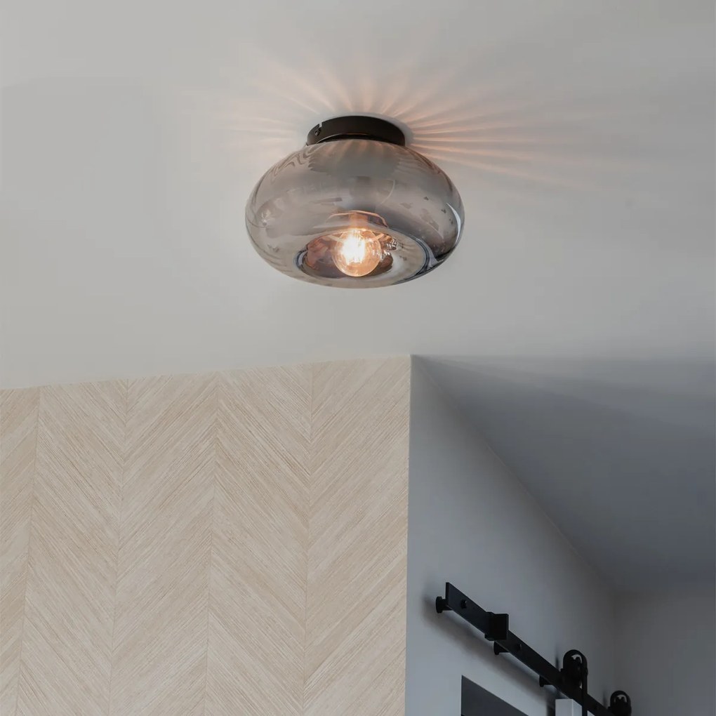 Inteligentné stropné svietidlo čierne s dymovým sklom vrátane WiFi P45 - Ayesha