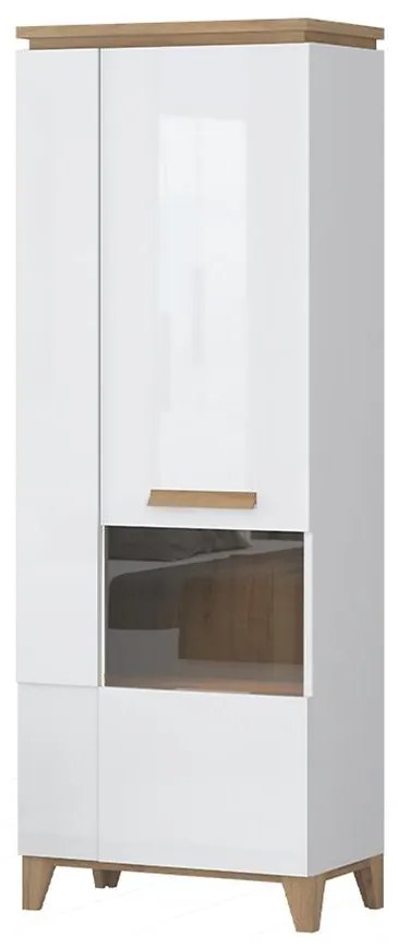 Vitrína Brio V2S lakované pacific walnut/crystal white