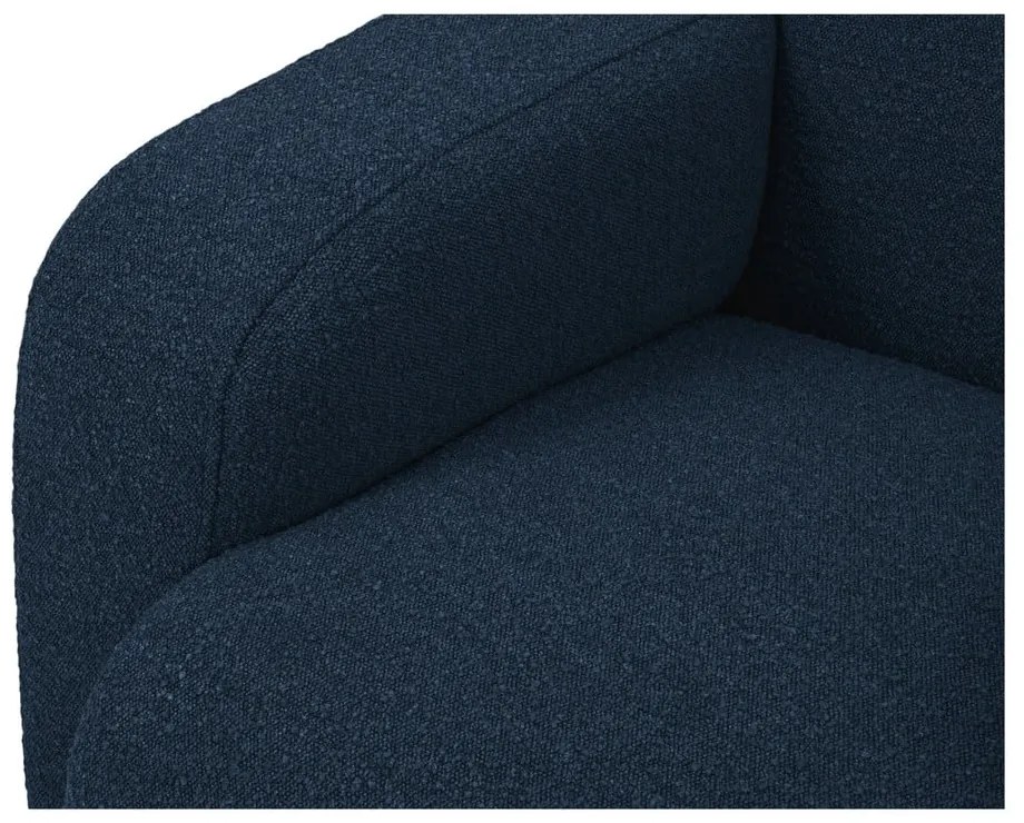 Tmavomodrá rohová pohovka z textílie bouclé (pravý roh) Molino – Micadoni Home