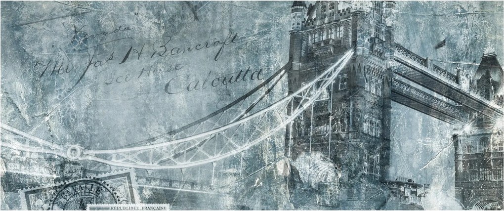 Obraz - Tower Bridge v chladných tónoch (120x50 cm)
