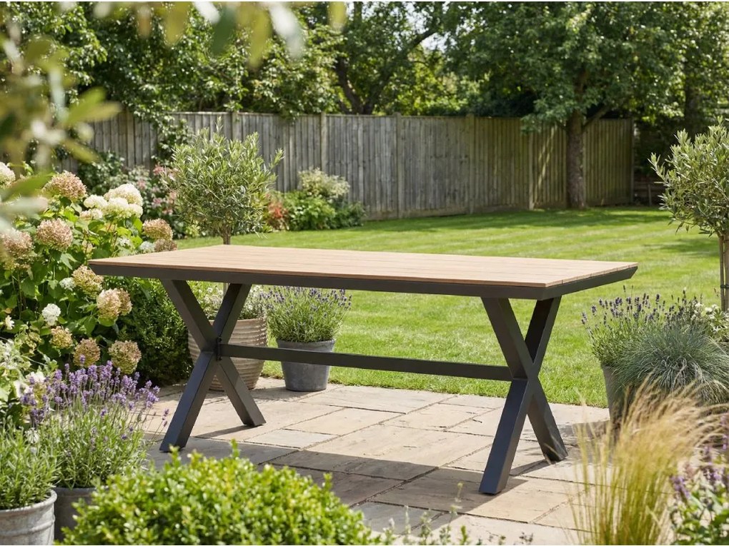 Hliníkový záhradný stôl s doskou z polywoodu 180 x 100 x 75 cm tmavošedý
