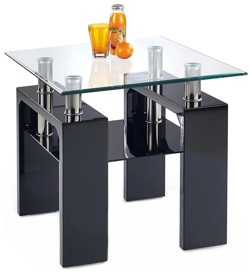 Konferenčný stolík DIANA 55x60 cm čierna/číra