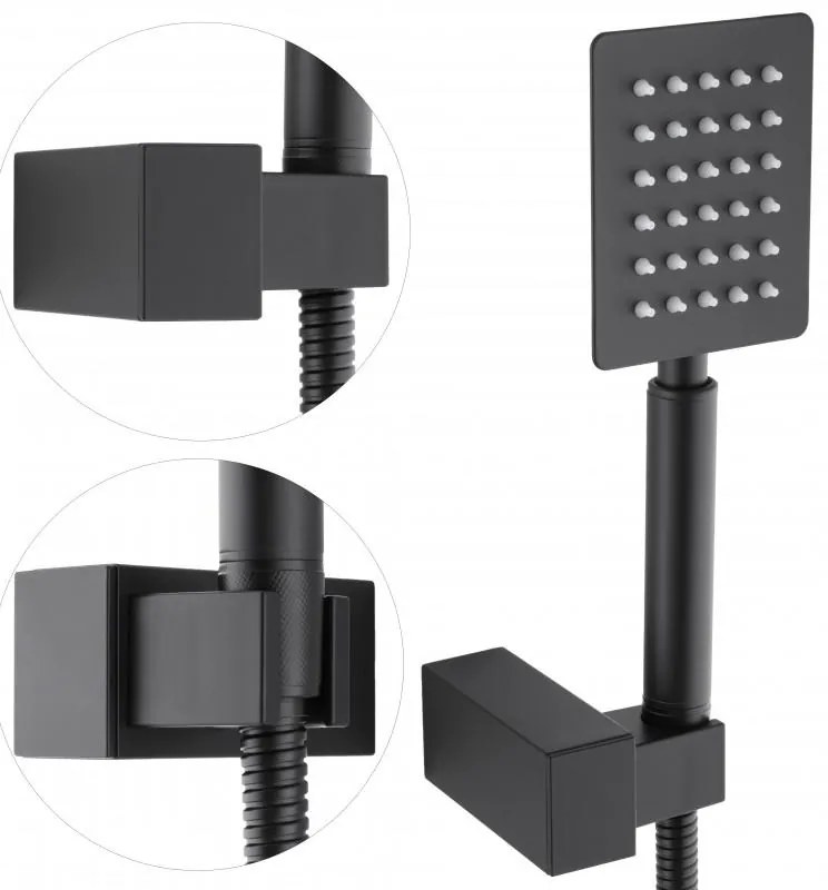 Erga Dual, podomietková sprchová súprava s dažďovou hlavicou 30x30 cm, i-BOX inštalačný systém, čierna matná, ERG-YKA-BP.DUAL30-BLK