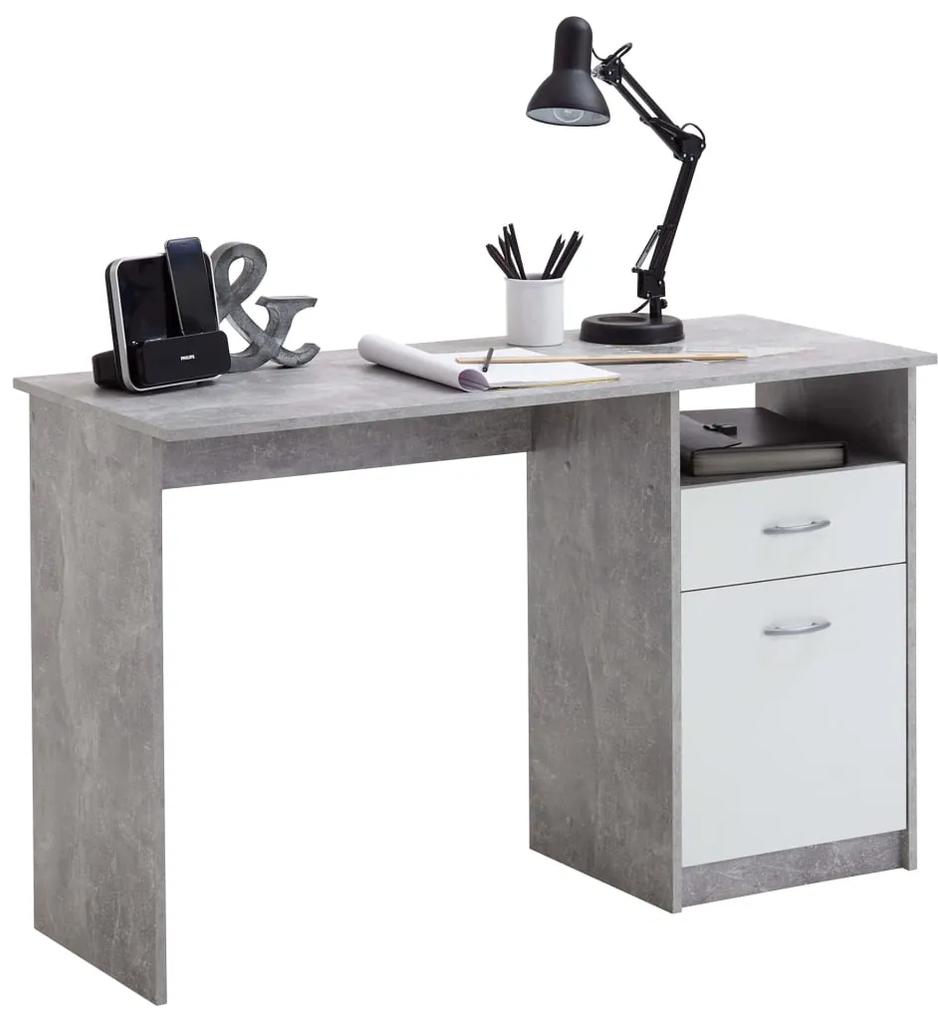 FMD Stôl s 1 zásuvkou 123x50x76,5 cm betónovo-biely