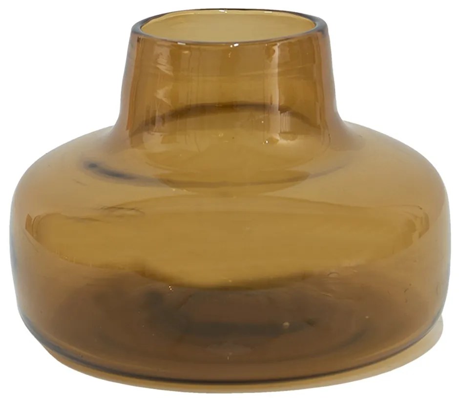 Hnedá sklenená váza s úzkym hrdlom - Ø 15*10 cm