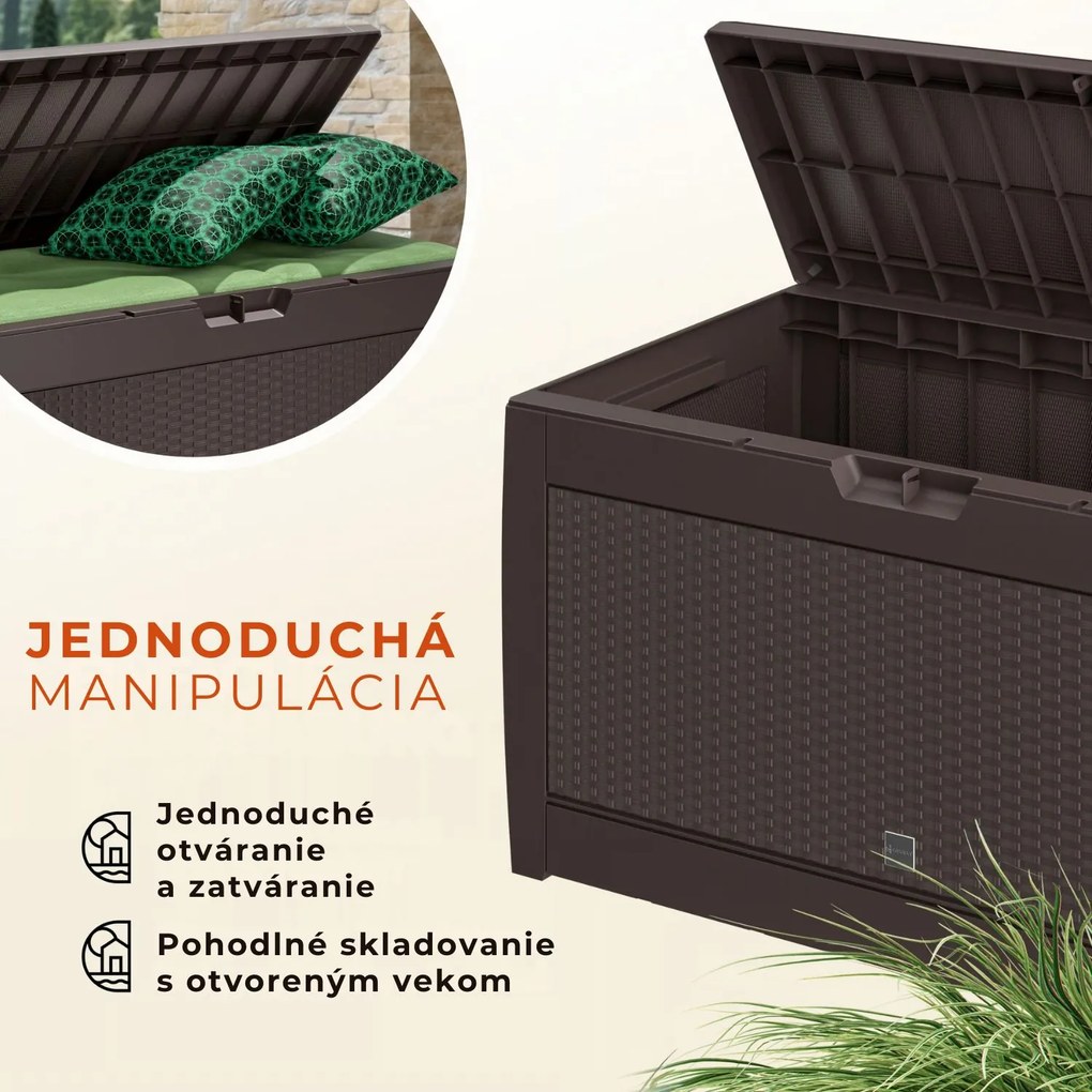 Odkladací box RATO, 310L, 119x48x60cm, hnedá Prosperplast