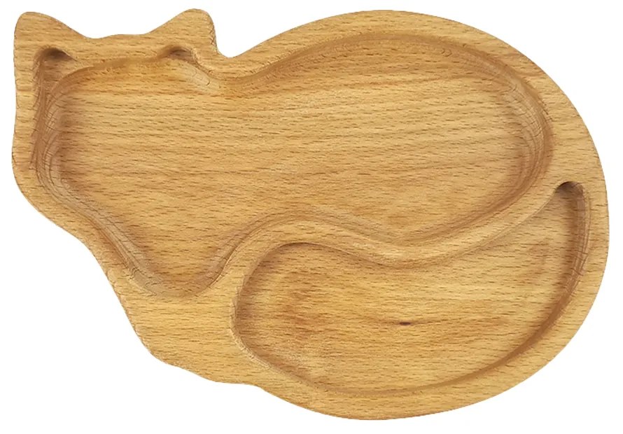 AMADEA Drevená miska mačka, masívne drevo, veľkosť 21 cm, český výrobok