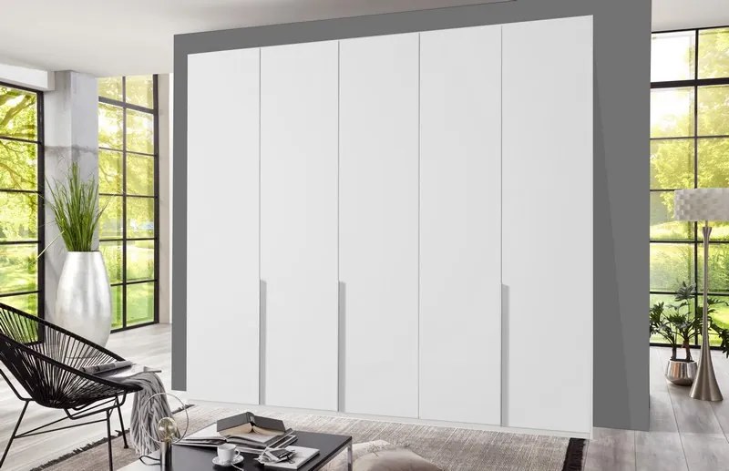 Šatníková skriňa New York D, 225 cm, biela/biely lesk