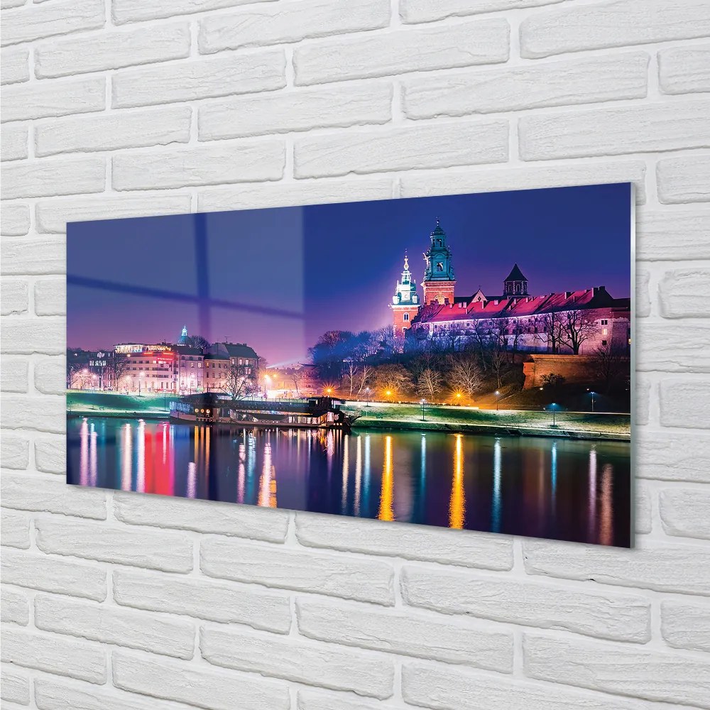 Nástenný panel  Krakow City noc rieka 100x50 cm