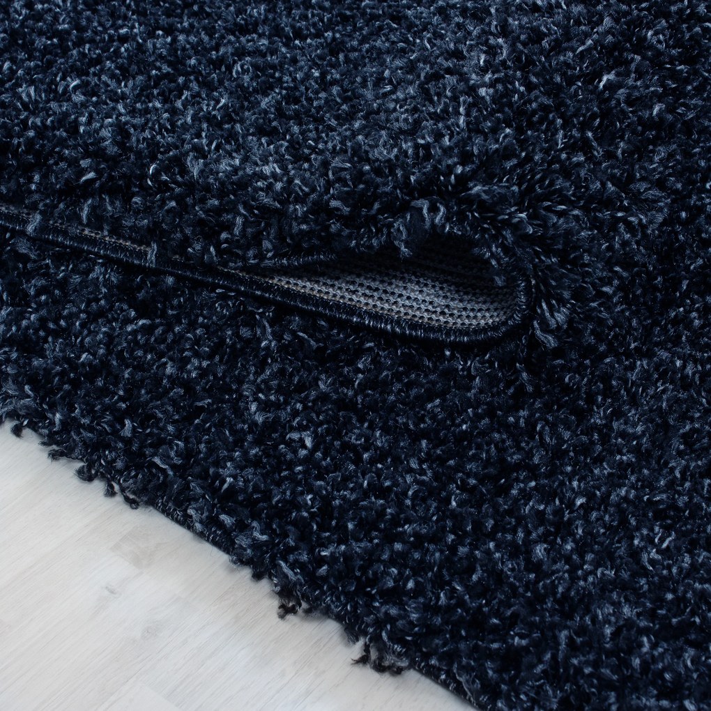 Ayyildiz, Kusový koberec Life Shaggy 1500 navy kruh, 80x80 (priemer) kruh, modrá, obývacia izba