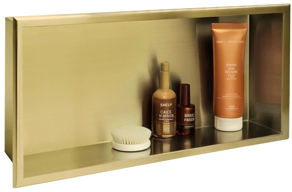 Rea Rea, oceľová kúpeľňová polička 30x60 cm, zlatá matná, REA-05608