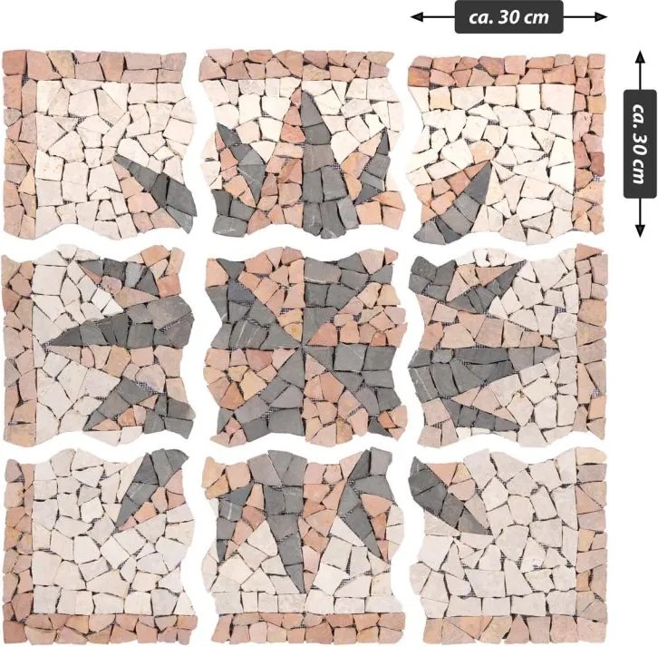 Mramorová mozaika, motív Rosone Windrose, 90 x 90 cm