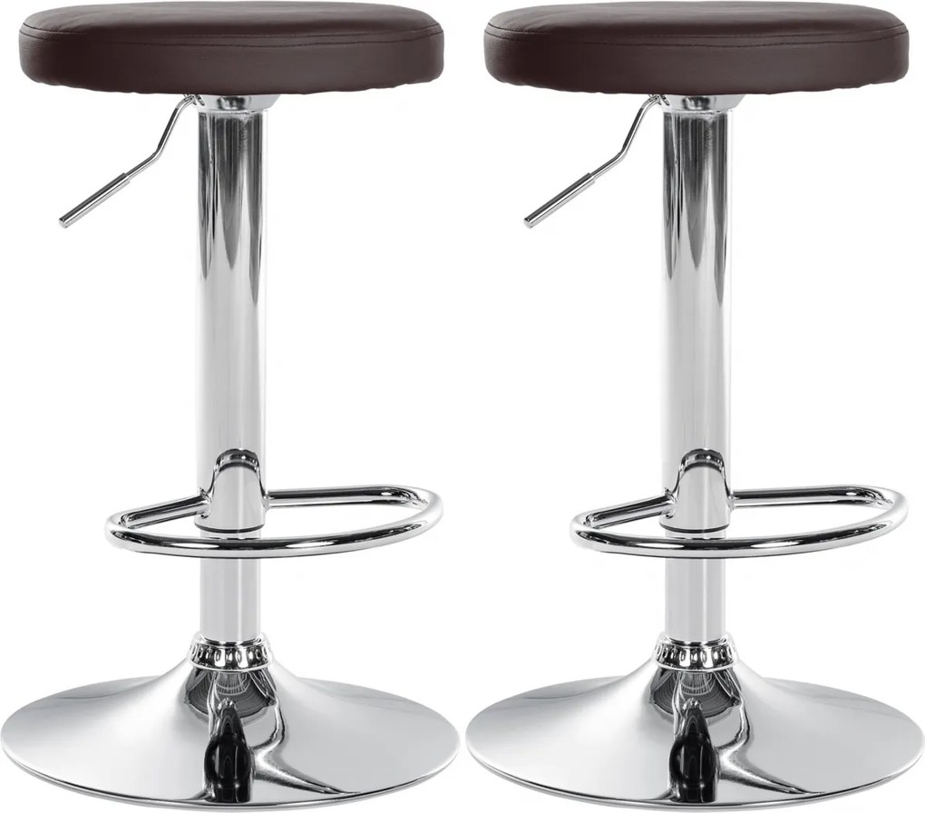 2x Barová stolička Ponte - koženka, chróm rám - Hnedá