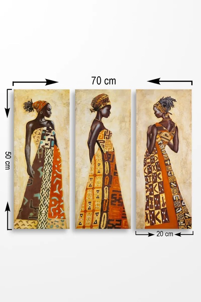 Sada obrazov AFRICKÁ ŽENA 70 x 50 cm 3 kusy