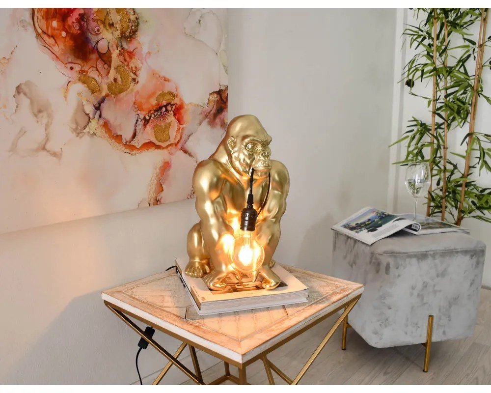 Dizajn lampa dekor zlatá GORILA