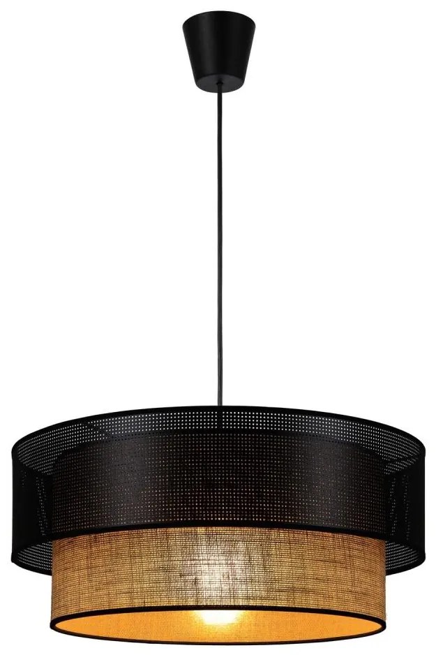 Závesný luster BORHO na lanku 1xE27/60W/230V čierny/juta