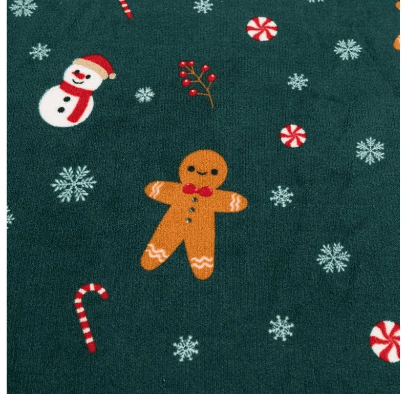 Plachta mikroplyš SNOWMAN AND GINGERBREAD 200x200 cm zelené