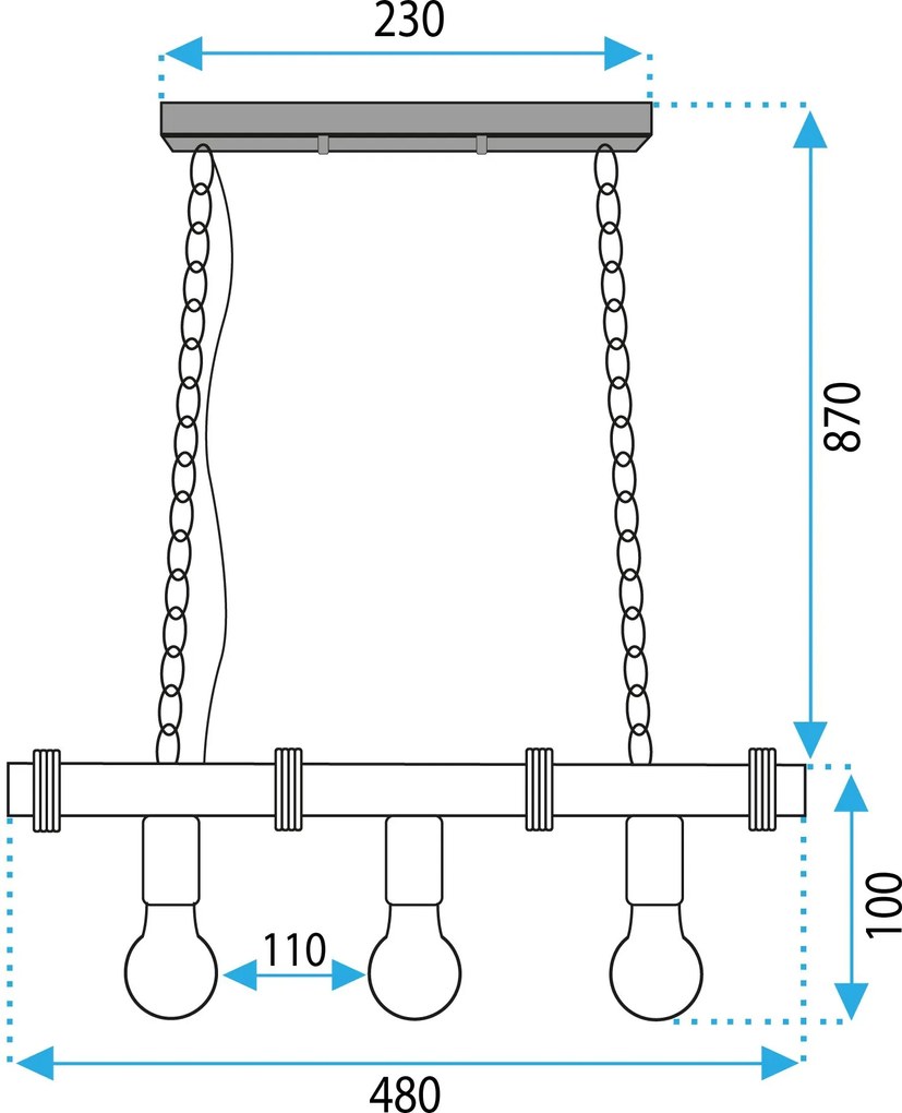 Toolight BOHO LINE, 3-bodové závesné svietidlo 3xE27 APP1319-3CP, hnedá-čierna, OSW-02461