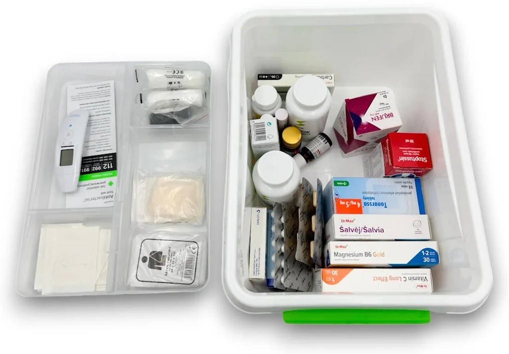 ALTOM Lekárnička, úložný box na lieky s vnoreným organizérom, 2v1, s rukoväťou, antibakteriálna, 12,5 l