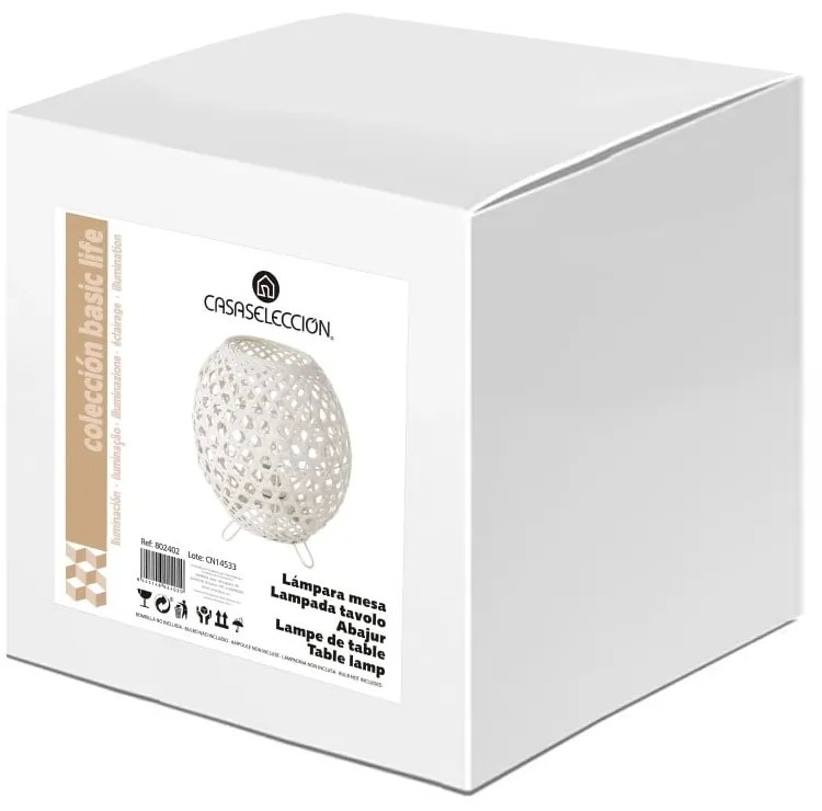 Biela bambusová stolová lampa s bambusovým tienidlom (výška 23 cm) – Casa Selección