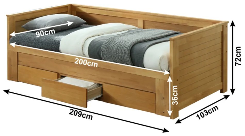 Jednolôžková rozkladacia posteľ 90 cm Greta (s roštami). Vlastná spoľahlivá doprava až k Vám domov. 1001753