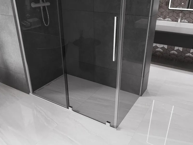 Mexen Velar, sprchový kút s posuvnými dverami 160 x 75 cm, 8mm šedé sklo, chrómová, 871-160-075-41-01