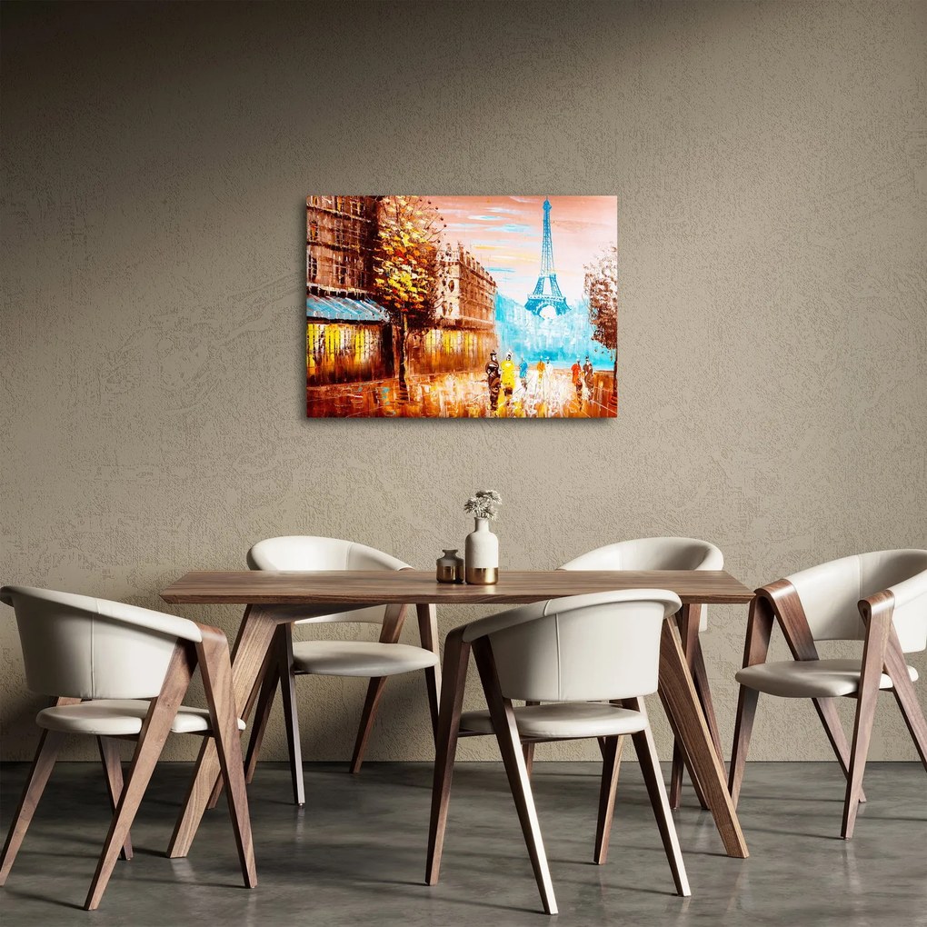 Obraz - Daždivého počasia a Eiffelovej veže (70x50 cm)