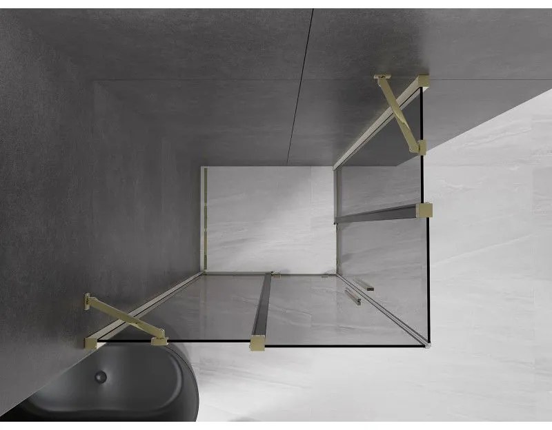 Mexen Velar Duo, sprchový kút s posuvnými dverami 90 x 80 cm, 8mm šedé sklo, zlatá lesklá, 871-090-080-42-50