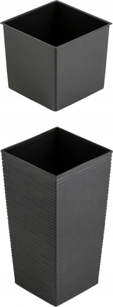 Sada 3 ks květináčů Porto Riflo 57x29,5/46x24,7/36,6x18,9 cm černá