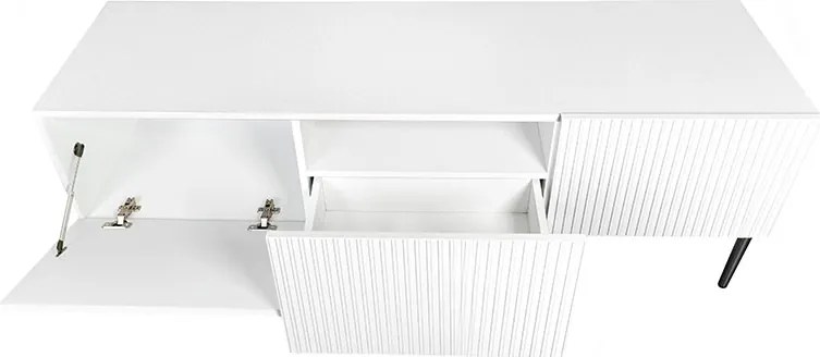 TV stolík Nicole 150 cm s otvorenou policou - biely mat / čierna