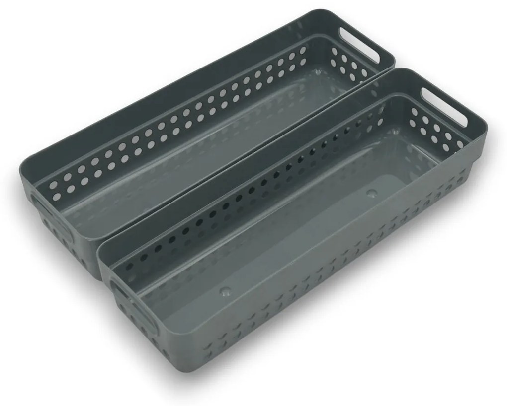 Sada 2 košíkov na organizáciu, organizéry do zásuvky KOLE 24 x 7,5 cm - sivý