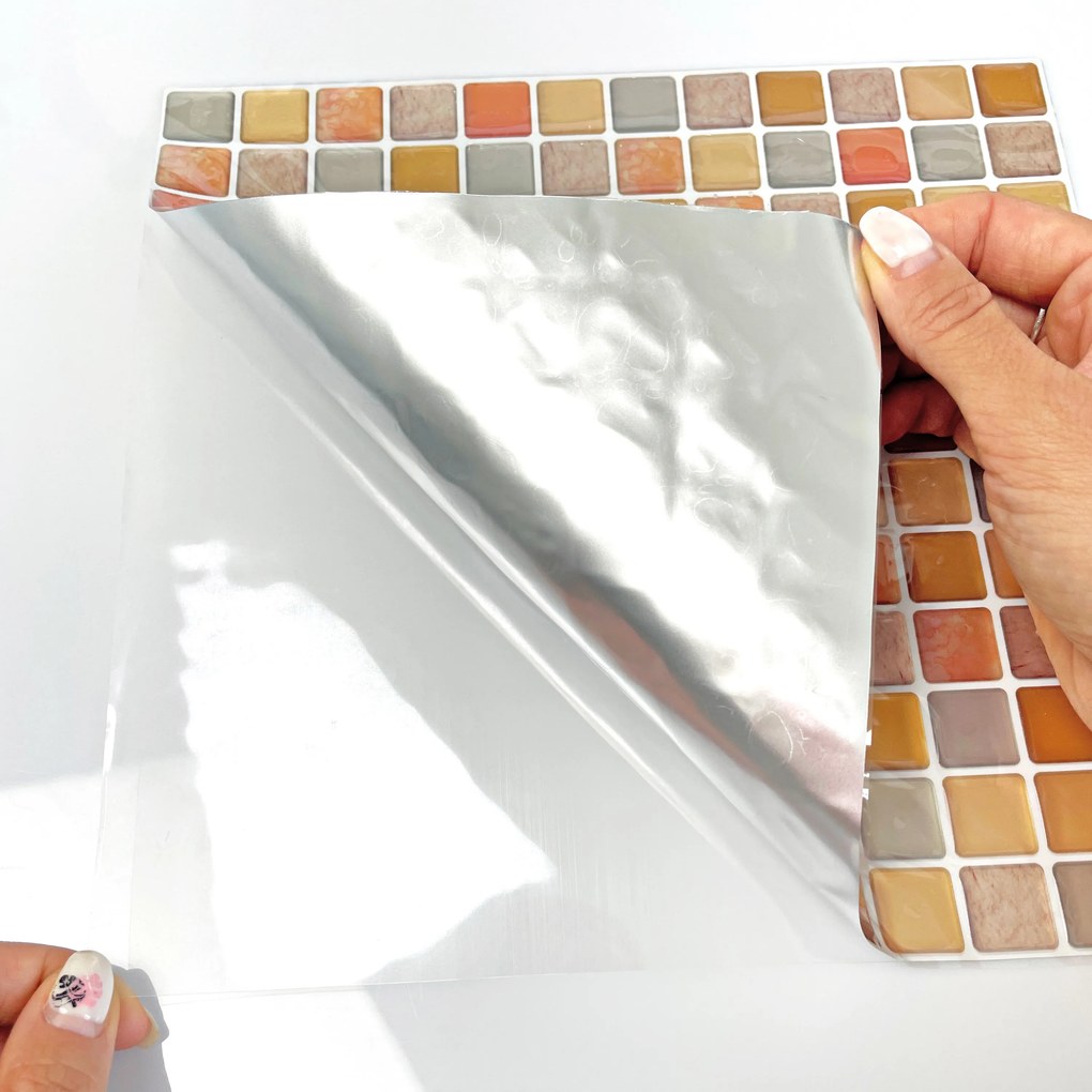 23,5x23,5cm  Nalepovací obklad - 3D mozaika - Oranžové štvorce