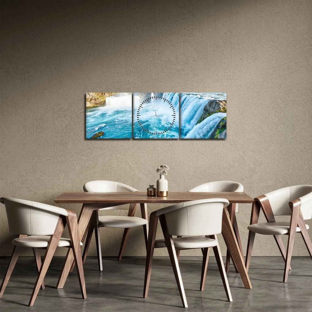 Obraz - Vodopády (s hodinami) (90x30 cm)