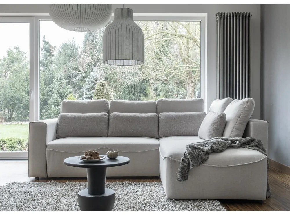 Krémovobiela rozkladacia rohová pohovka (variabilná) Homely Tommy – Miuform