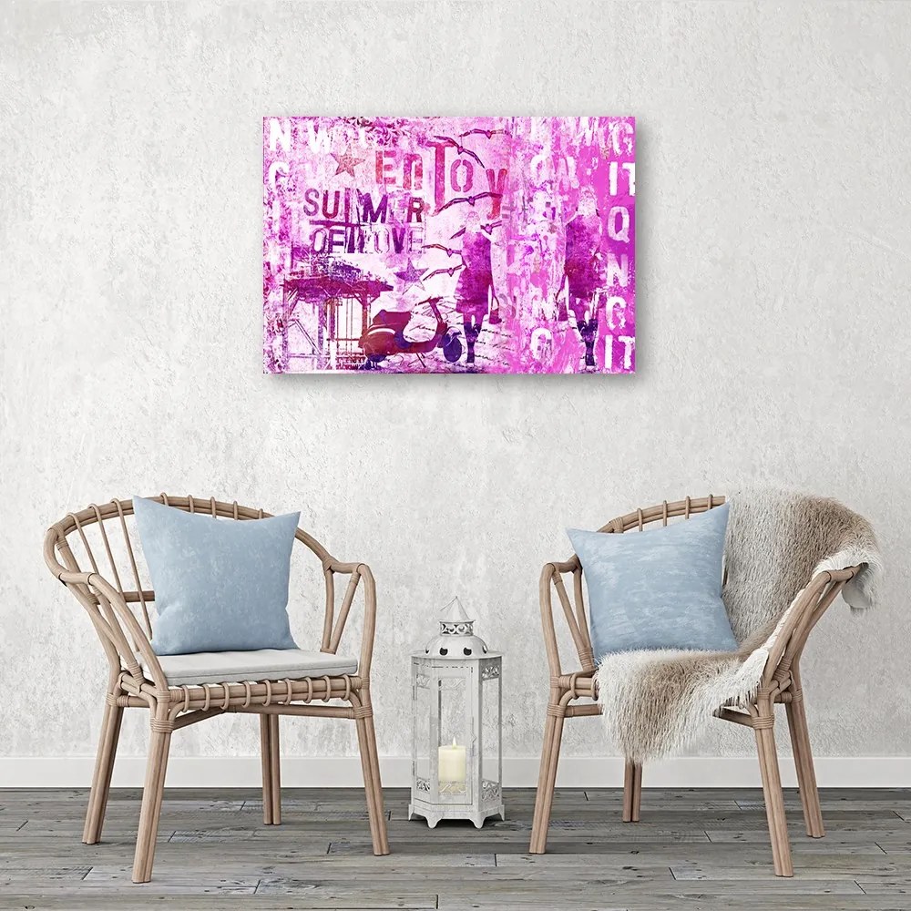 Gario Obraz na plátne Ružový nápis a ženská postava - Andrea Haase Rozmery: 60 x 40 cm