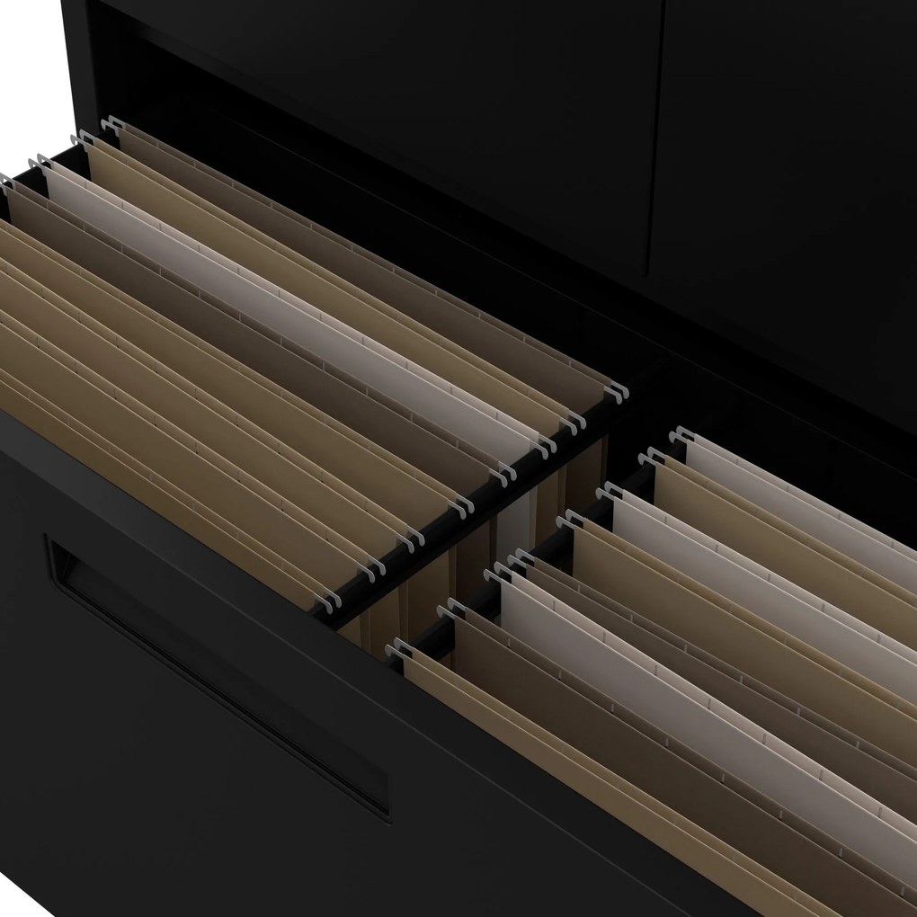 Modulárna kovová multifunkčná skriňa s vysokou zásuvkou čierna MEGAN 1950 x 900 x 400 mm