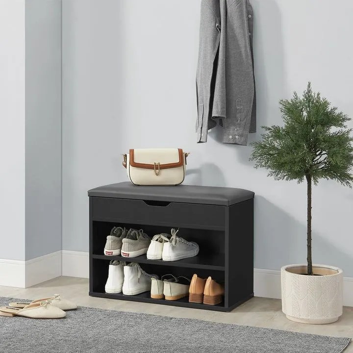 Skriňa na topánky s odklápacím vekom a polstrovaným sedadlom