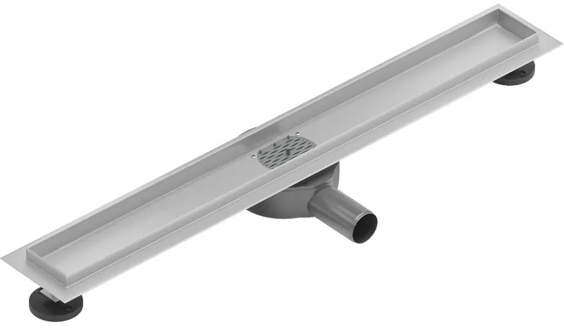 Mexen Flat nerezový sprchový žľab 50 cm s rotačným 360° sifónom - telo žľabu bez krytu, nerez, 1040050