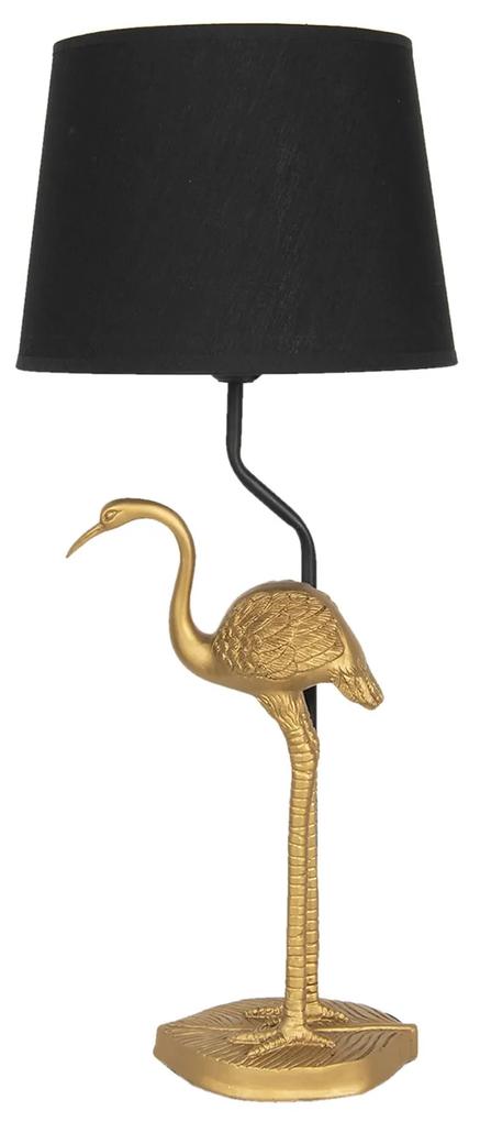 Čierna stolová lampa so zlatou dekoráciou plameniaka - Ø 25 * 58 cm / E27