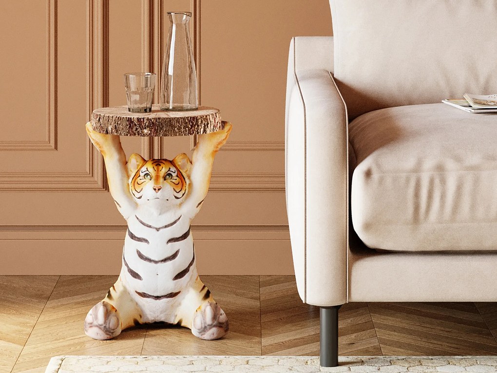Animal príručný stolík tiger hnedý Ø35 cm
