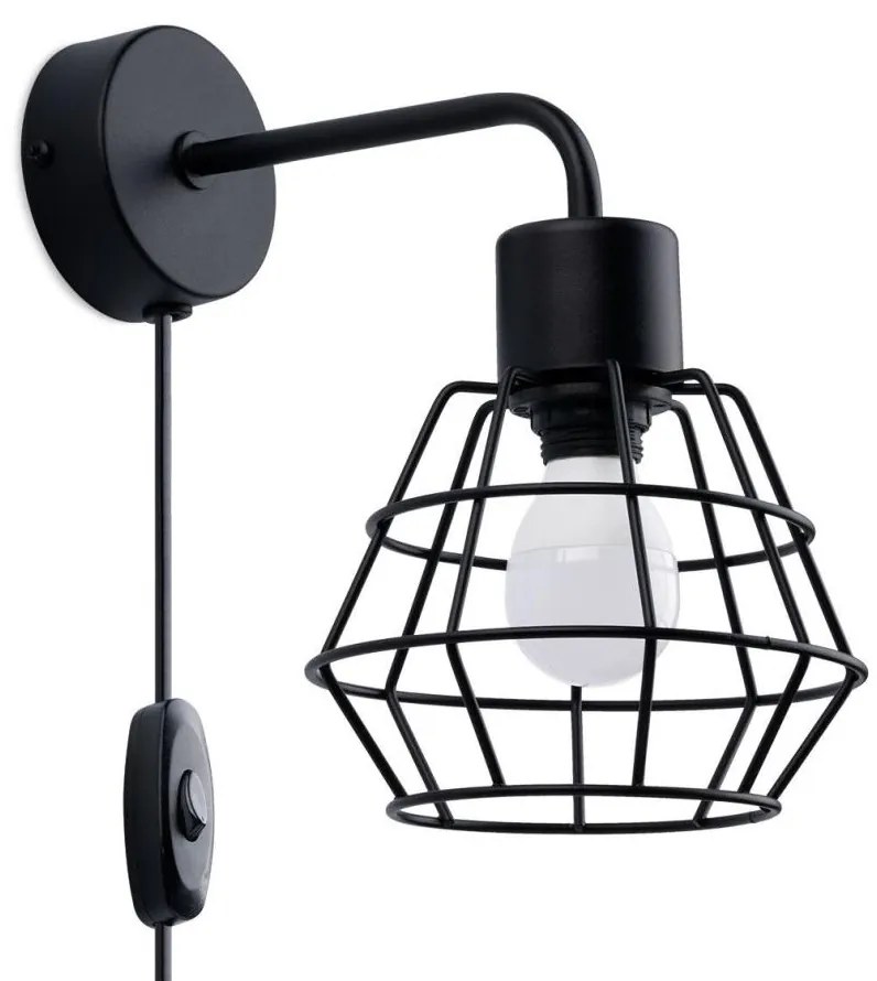 Sollux SL.1164 - Nástenná lampa SUBA 1xE27/15W/230V čierna