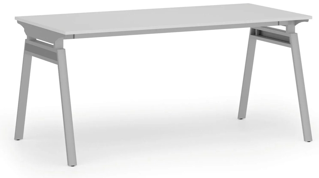 Kancelársky stôl PRIMO SIGMA, 160x80 cm, sivá podnož, biela