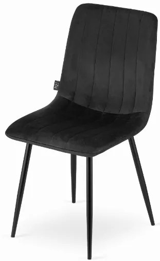 Zamatová jedálenská stolička Verona čierna