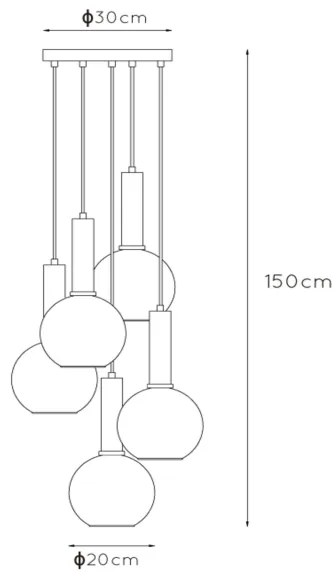 Lucide 45402/15/30 - Luster na lanku MARIUS 5xE27/40W/230V čierna