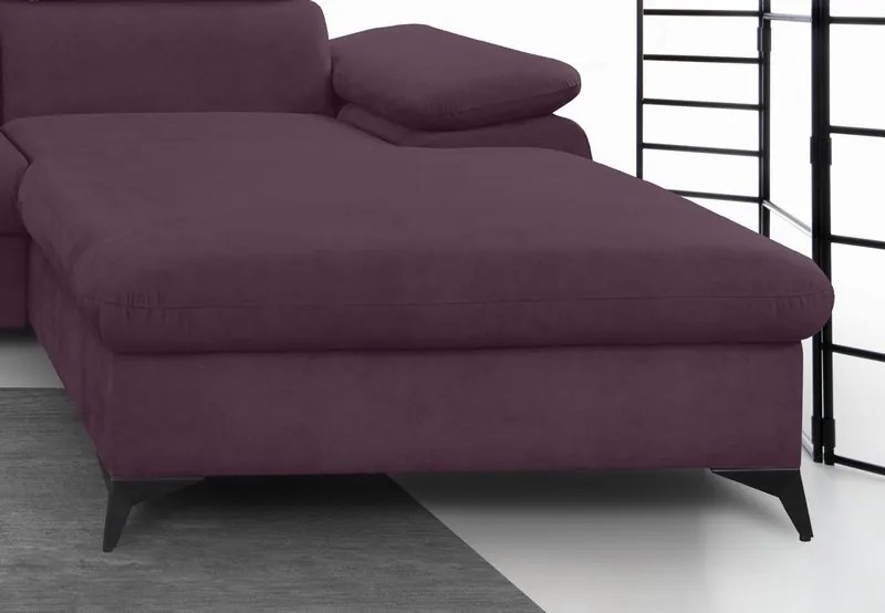 Rohová sedacia súprava Scala, hroznová ružovo-fialová látka, pravý roh