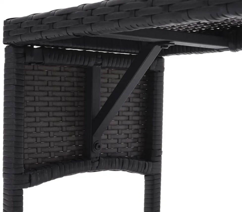 Záhradná lavica HWC-G16, polyratan - čierna, vankúš svetlosivá